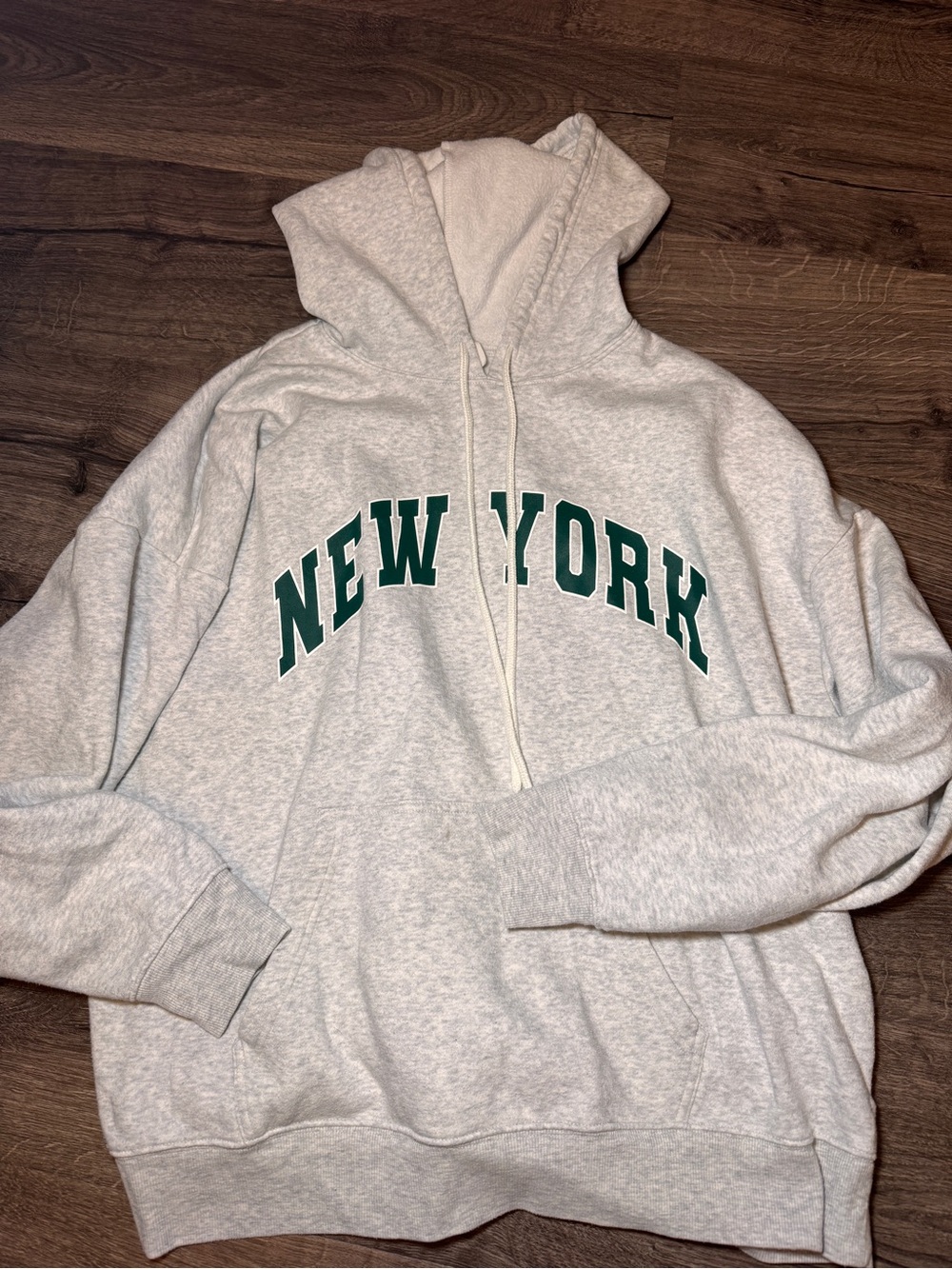 No Boundaries Gray Hoodie with Green "New York" Lettering